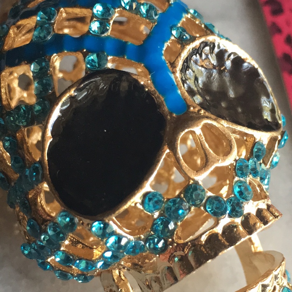 Blue Rhinestone Skull Necklace - Picture 12 of 15